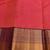 Pure Kanjivaram Silk Saree — Hot Pink With Royal Purple Zari Border & Geometric Pallu