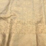 Beige Kanjivaram Silk Saree With Self Border And Tonal Paisley Weave
