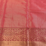 Pista Green And Pink Kanjivaram Silk Saree With Zari Paisley Border