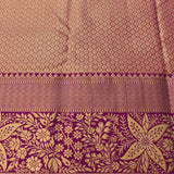 Green Kanjivaram Silk Saree With Purple Lotus Motif Border