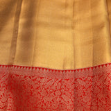 Golden Beige Kanjivaram Silk Saree With Red Woven Floral Border