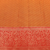 Golden Beige Kanjivaram Silk Saree With Red Woven Floral Border