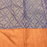 Navy Blue Kanjivaram Silk Saree With Gold Zari Border And Geometric Floral Weave