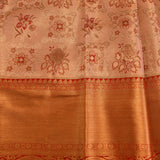Gold Kanjivaram Silk Saree With Cream Floral Pallu And Red Zari Border
