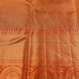 Gold Kanjivaram Silk Saree With Cream Floral Pallu And Red Zari Border
