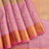 Gold Kanjivaram Silk Saree With Mauve Floral Zari Border