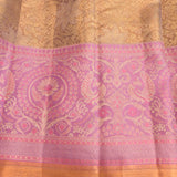 Gold Kanjivaram Silk Saree With Mauve Floral Zari Border