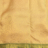 Pure Kanjivaram Silk Saree — Sandal Gold With Teal Zari Border & Peacock Pallu