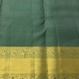Pure Kanjivaram Silk Saree — Sandal Gold With Teal Zari Border & Peacock Pallu