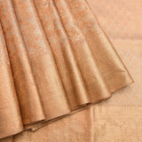Lustrous Earthy Brown & Gold Handwoven Kanjivaram Silk Saree With Traditional Floral Weave