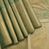 Teal Green Kanjivaram Silk Saree With Dense Gold Zari Floral Weave