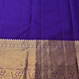 Pink Kanjivaram Silk Saree With Navy Blue Peacock Zari Border