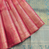 Sky Blue Kanjivaram Silk Saree With Rani Pink Zari Border