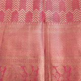 Sky Blue Kanjivaram Silk Saree With Rani Pink Zari Border