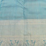 Sky Blue Kanjivaram Silk Saree With Rani Pink Zari Border