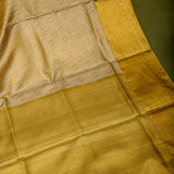 Off-White Kanjivaram Silk Saree With Gold Zari Woven Border