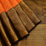 Orange Kanjivaram Silk Saree With Dense Gold Zari Black Border And Pallu