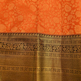 Orange Kanjivaram Silk Saree With Dense Gold Zari Black Border And Pallu