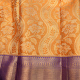 Mustard Orange Kanjivaram Silk Saree With Violet Woven Border