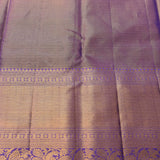Mustard Orange Kanjivaram Silk Saree With Violet Woven Border