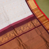 Beige Checked Kanjivaram Saree With Woven Gold Zari Peacock-Elephant Border