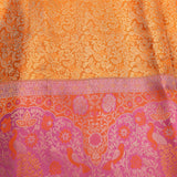Magenta Pink Kanjivaram Silk Saree With Orange Peacock Pallu