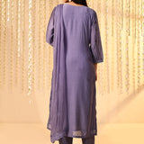 Heather Purple Embroidered Dupion Silk Kurta Set