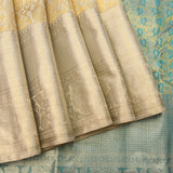 Exquisite Pastel Beige & Blue Dual-Tone Handwoven Kanjivaram Silk Saree