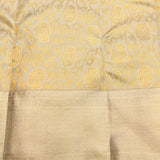 Exquisite Pastel Beige & Blue Dual-Tone Handwoven Kanjivaram Silk Saree