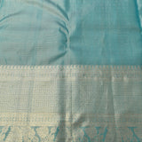 Exquisite Pastel Beige & Blue Dual-Tone Handwoven Kanjivaram Silk Saree