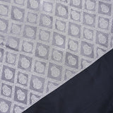 Grey Kanjivaram Silk Saree With Silver Zari Checks & Black Contrast Border