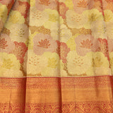 Contemporary Pale Champagne And Crimson Kanjivaram Silk Saree