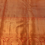 Orange Kanjivaram Silk Saree With Multicolor Floral Pallu And Red Zari Border