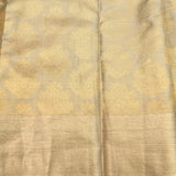 Sage Green Kanjivaram Silk Saree With Self Border And Tonal Floral Weave