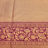 Sage Green Kanjivaram Silk Saree With Purple Border And Multicolour Paisley Weave