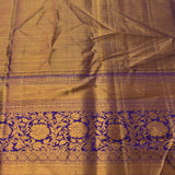 Mustard Orange Kanjivaram Silk Saree With Violet Paisley Weave And Medallion Pallu