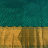 Pure Kanjivaram Silk Saree — Tomato Red With Peacock Green Zari Border & Peacock Motif Pallu