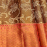 Burnt Orange Kanjivaram Silk Saree With Rani Pink Woven Paisley Border