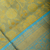 Gold Tissue Kanjivaram Silk Saree With Turquoise Woven Border