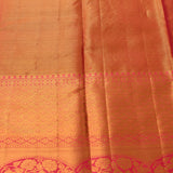Burnt Orange Kanjivaram Silk Saree With Rani Pink Woven Paisley Border