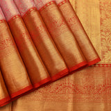 Pink-Mauve Kanjivaram Silk Saree With Golden Zari Border