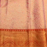 Pink-Mauve Kanjivaram Silk Saree With Golden Zari Border