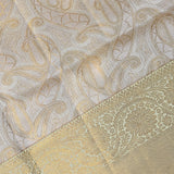 Silver-Gold Kanjivaram Silk Saree With Pista Green Border