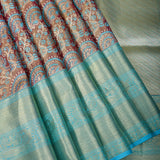 Regal Maroon & Teal Kanjivaram Zari Saree
