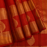 Red Kanjivaram Silk Saree With Gold Butti Body And Paisley Border