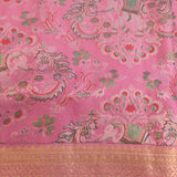 Pink Kanjivaram Silk Saree With Self Border And Gold Zari Floral Weave