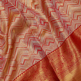 Silver & Red Kanjivaram Saree With Heavy Gold Zari Woven Border