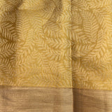Gold Kanjivaram Silk Saree With Self Border And Tonal Leaf Weave