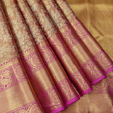 Gold Kanjivaram Silk Saree With Magenta Zari Woven Border