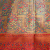 Peach Kanjivaram Silk Saree With Teal Pallu And Pink Bird Motif Border